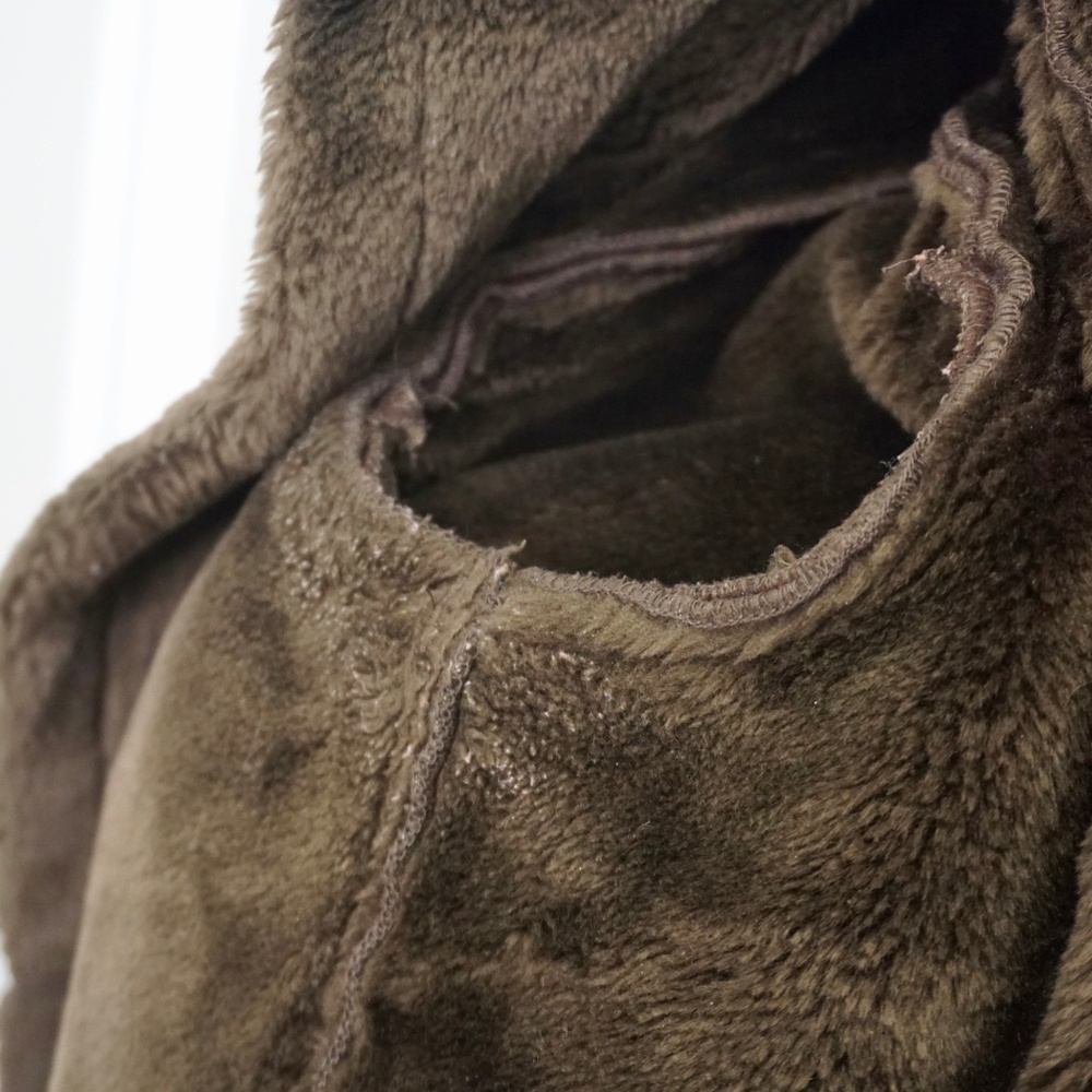 ๐ VINTAGE MURANO Brown Faux Suede/Fur Jacket (L) - Picture 7 of 8